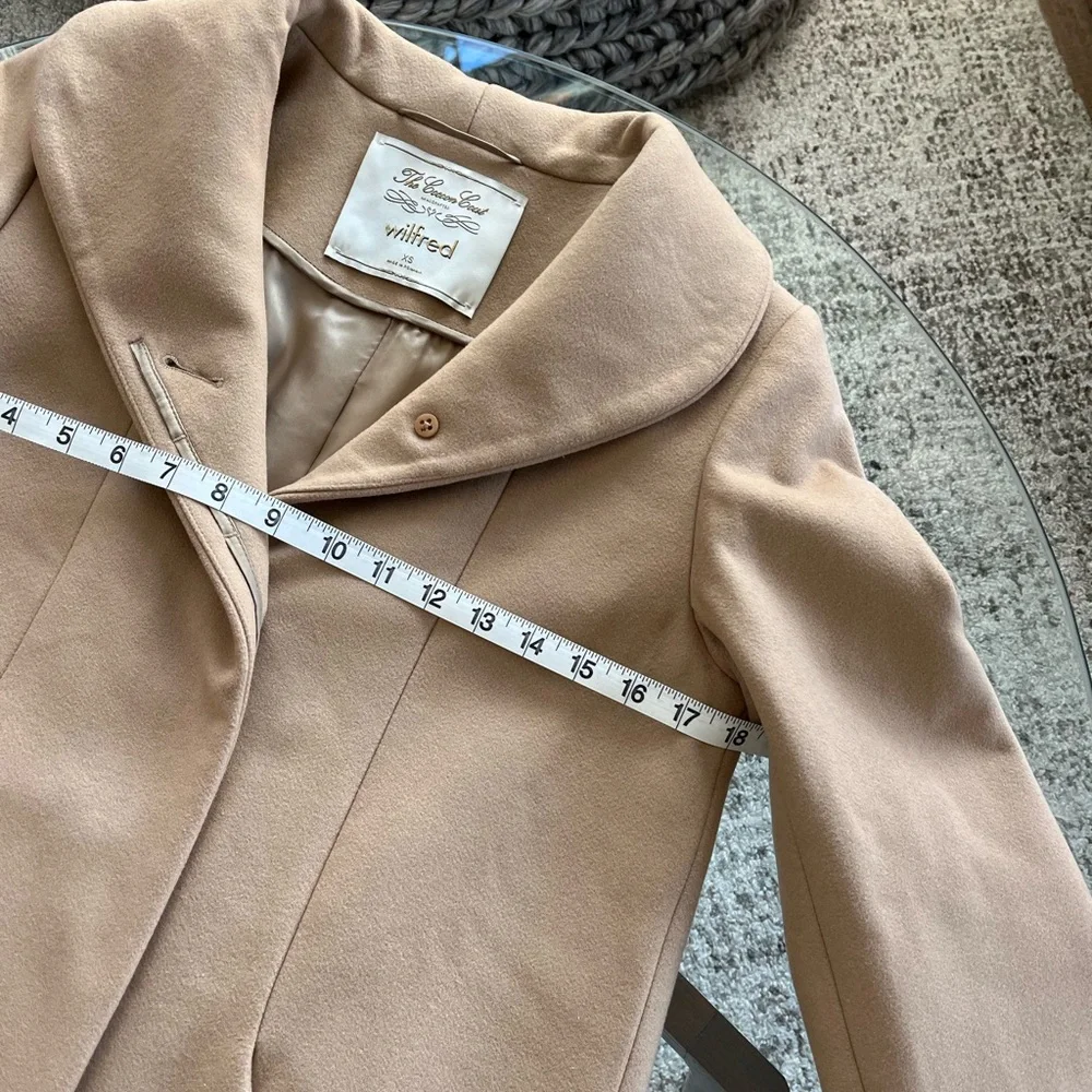 Aritzia Wilfred The Cocoon Long Camel New Elegant Wool Cashmere Coat Size XS - Picture 14 of 17